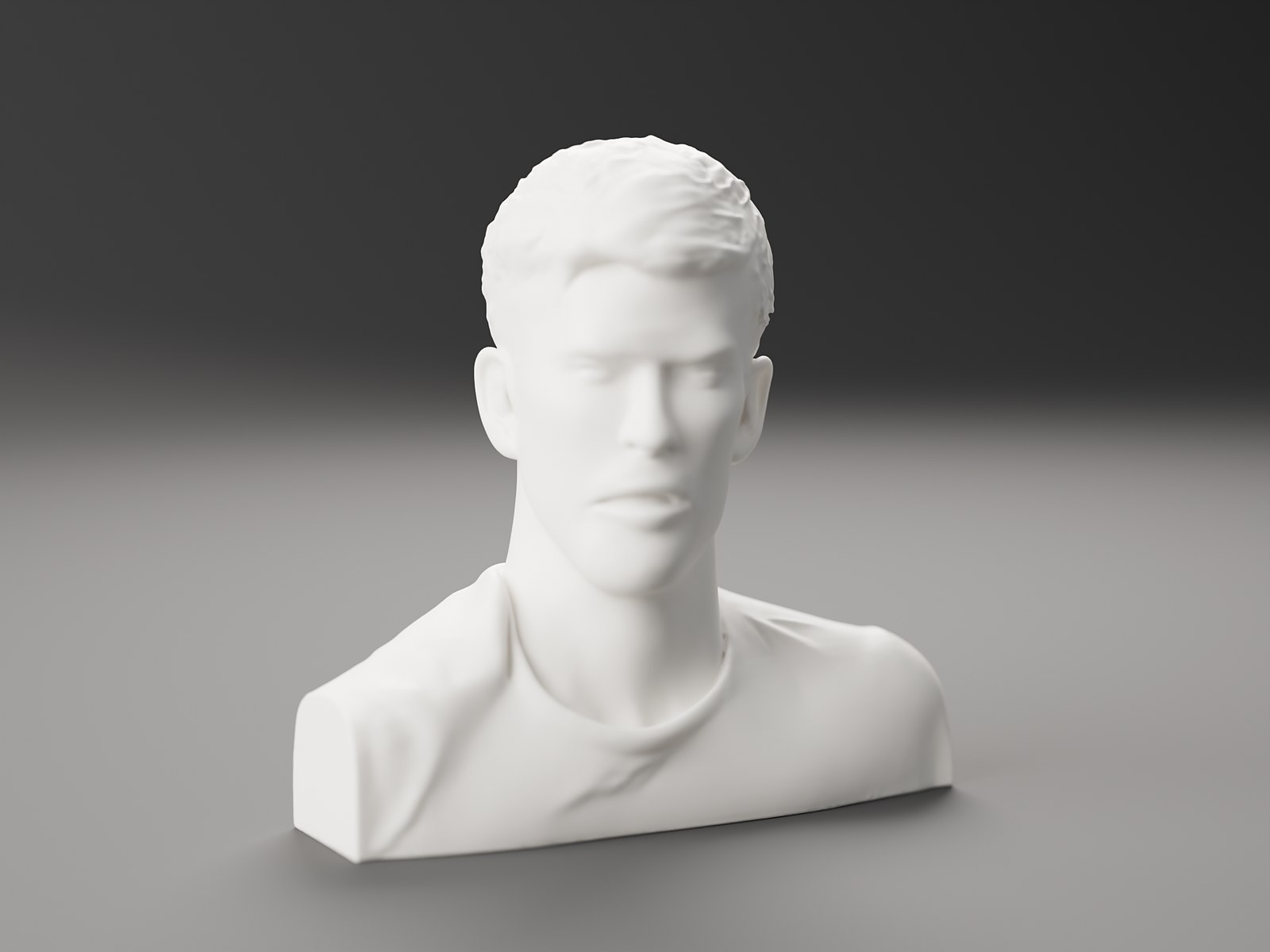 Full 3D bust generated by Lumi from the same photo, studio render