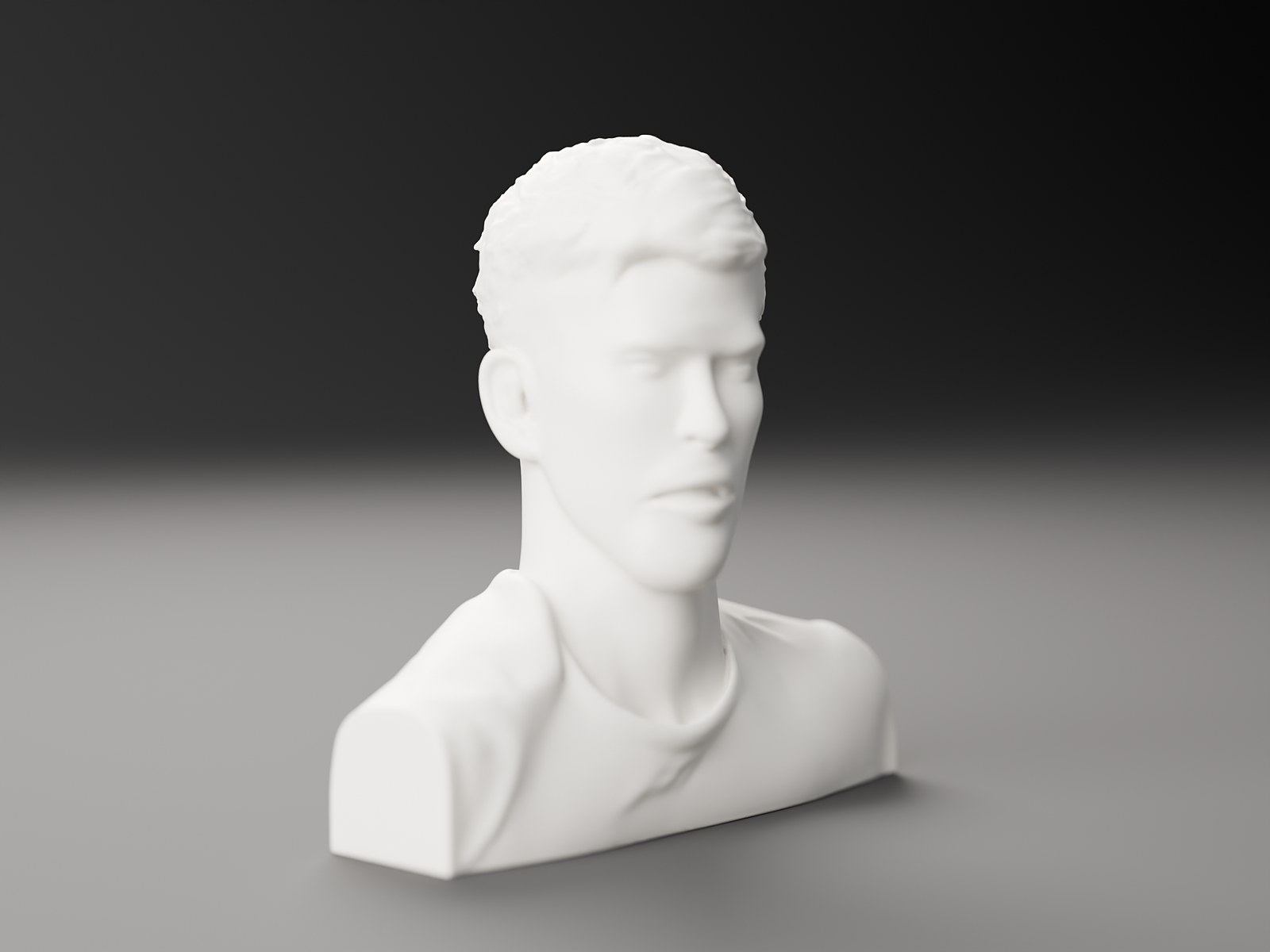 The same 3D bust from a 45 degree angle