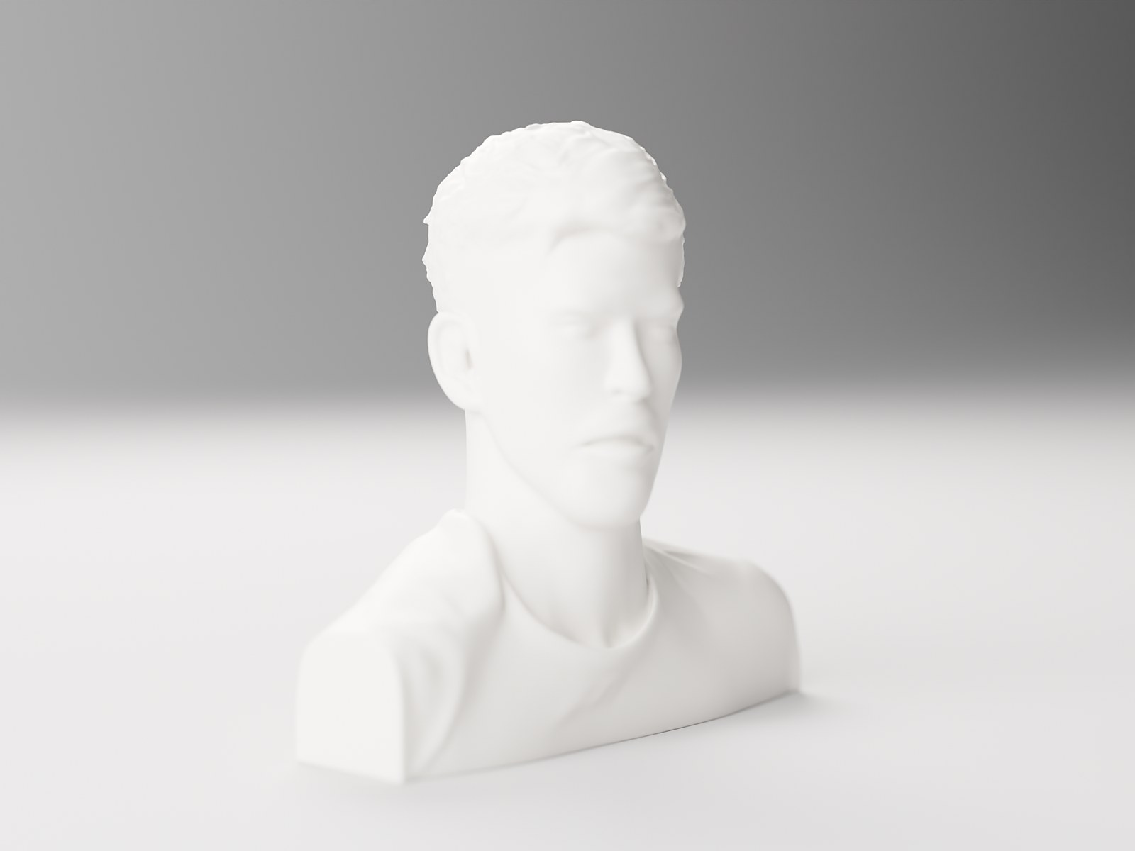The same 3D bust from a 45 degree angle